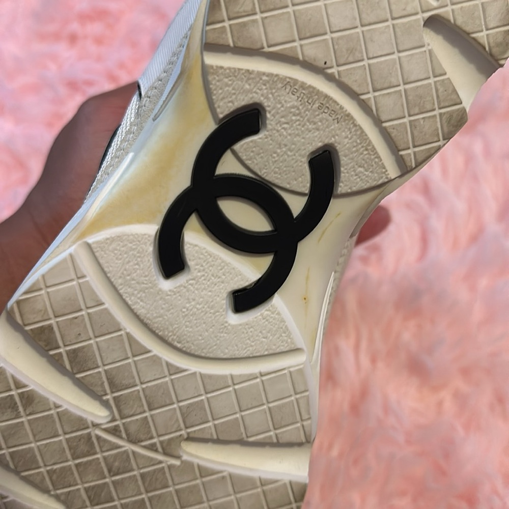 CHANEL ivory/cream and black sneakers . Size 40 . WORN - Picture 6 of 11